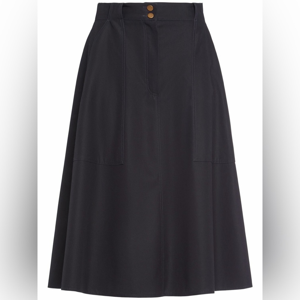 NWT Max Mara Cennare cotton twill midi skirt, size IT44 (US8), dark navy blue
